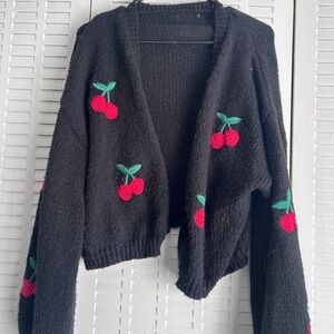 Black Cherry Embroidered Women's Sweater